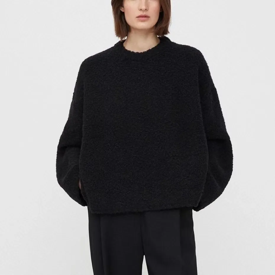 Women's Wool Alpaca Circle Cloth Sweater - Black