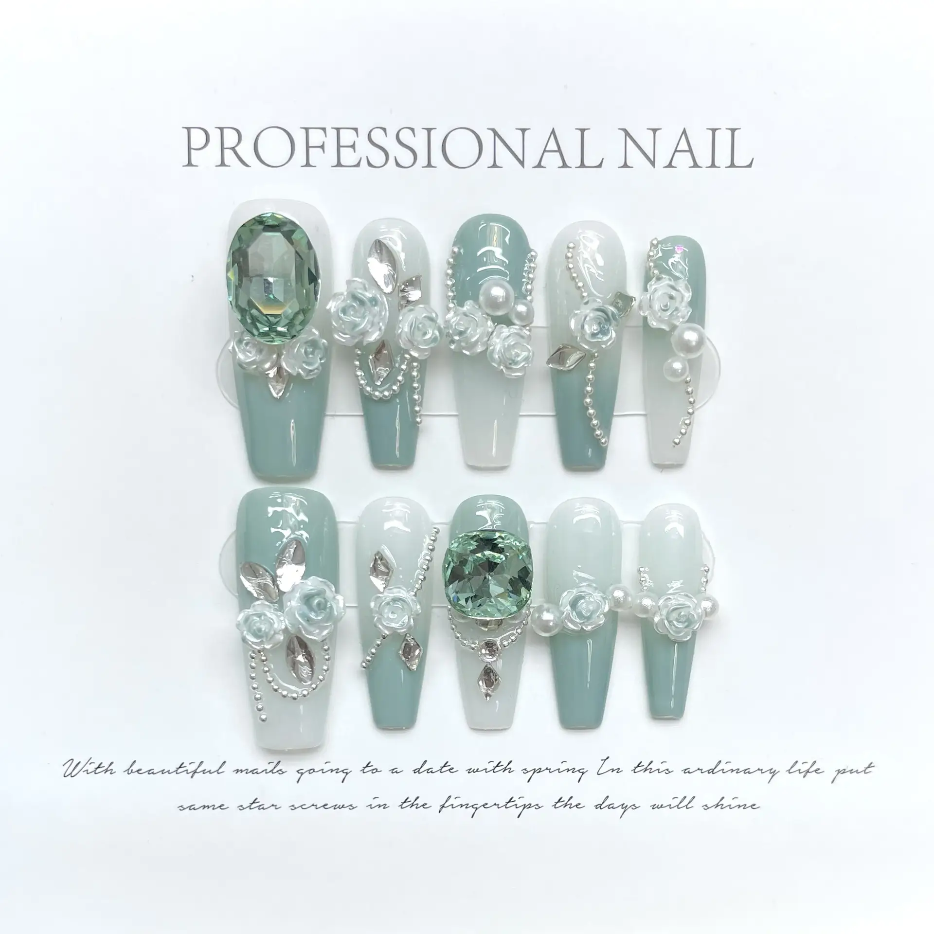 Wear Armor Green Full Diamond Camellia Gradient Chain All-match