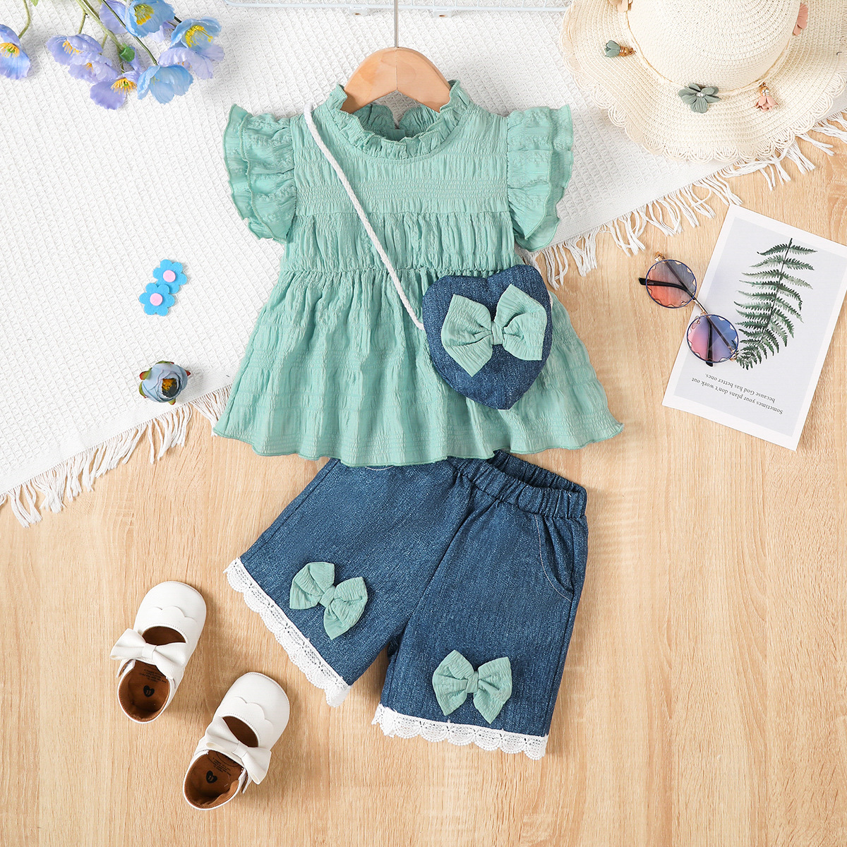 Casual And Versatile Girls Top And Shorts Set