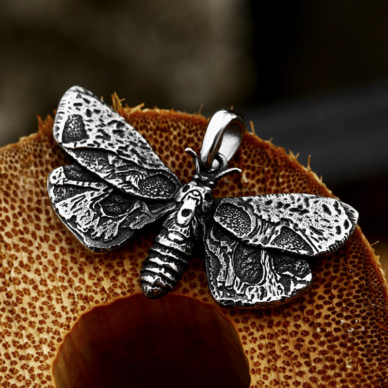 New Retro Stainless Steel Moth Pendant