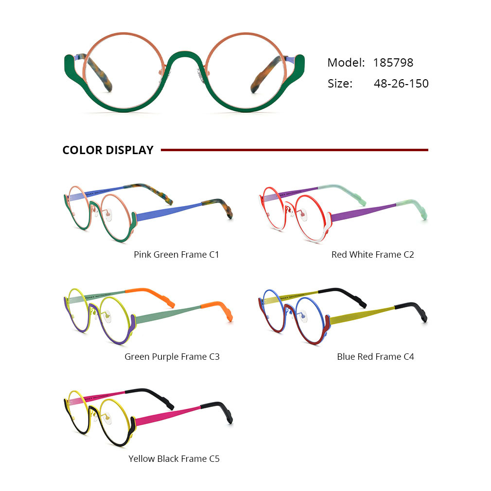 Colorful Ultra-light Pure Titanium Round Glasses Frame - Image 2
