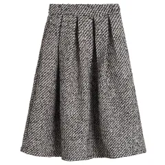 Autumn And Winter High Waist Pleated Words Puffy Thick Midi Skirt - Woolen Houndstooth - View 1