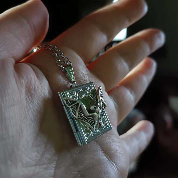Bat Book Chain Necklace For Women (AQ6444)