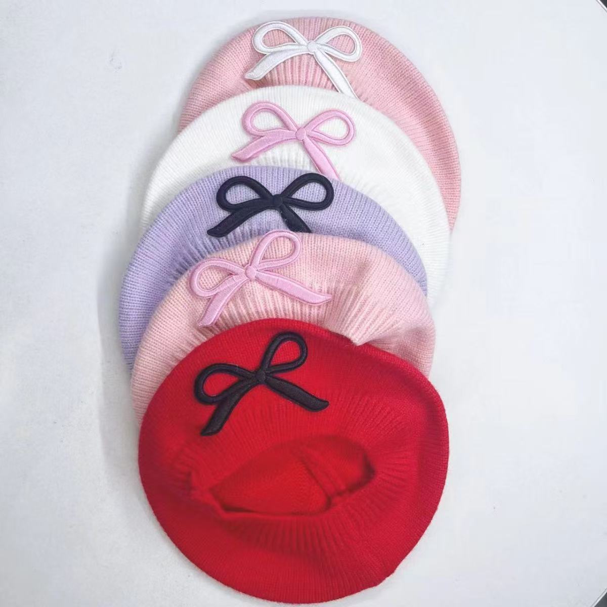 Children's Beret New Autumnwinter Style Sweet Bow Design Instagram-inspired