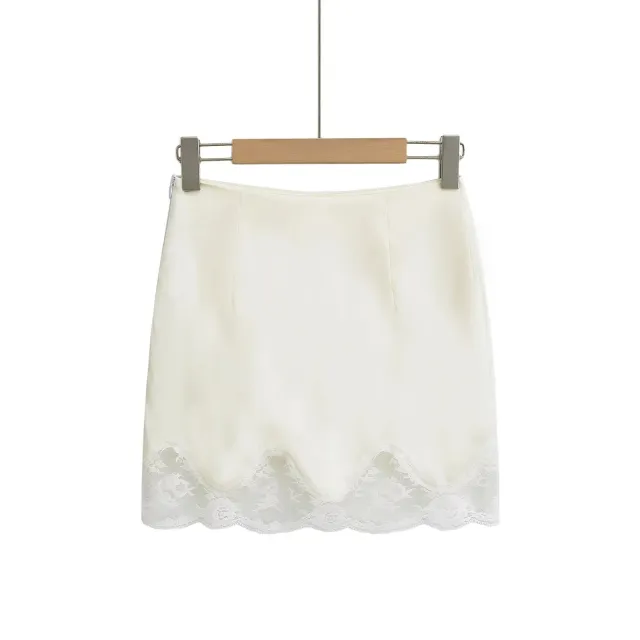 Women's Lace Skirt Simple Sheath Short Skirt Beige - Shop at LoveMi