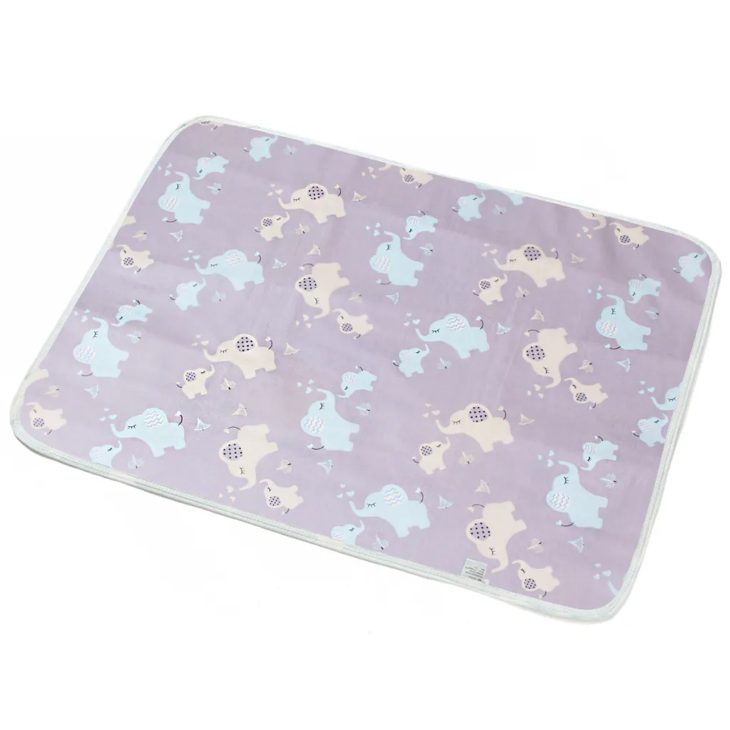 Breathable Cotton Cartoon Waterproof Insulation Pad - Blue Elephant