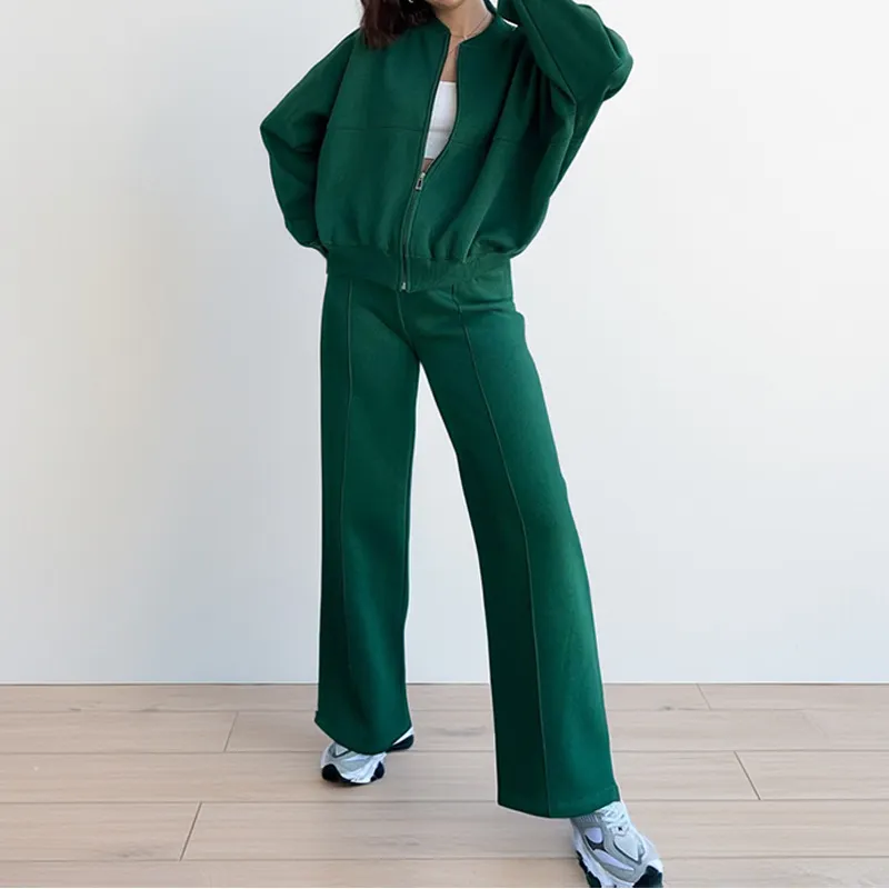 European And American Women's Clothing Suit Fashion Solid Color Casual Loose - Dark Green