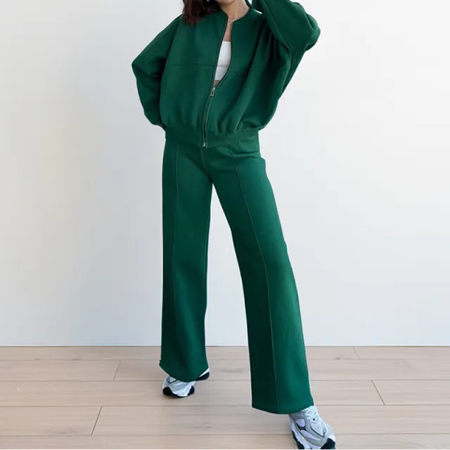 European And American Women's Clothing Suit Fashion Solid Color Casual Loose Dark Green - Shop at LoveMi