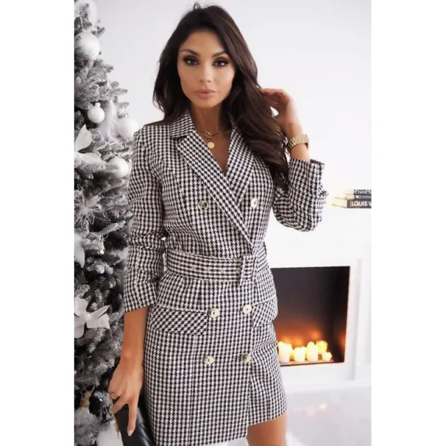 Colorful Autumn Winter Long Sleeve Belted Coat Dress White - Shop at LoveMi