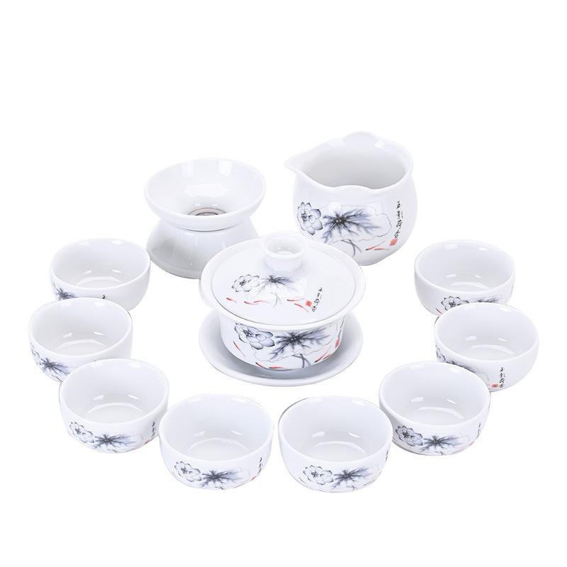 White Porcelain Kung Fu Tea Set Suit