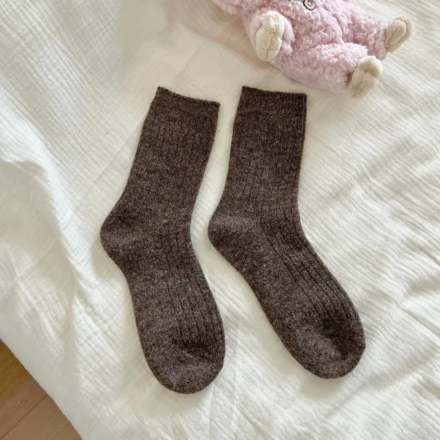 Anti pilling Wool Socks For Women Autumn And Winter Mid calf Socks Thickened Deep Coffee - Shop at LoveMi