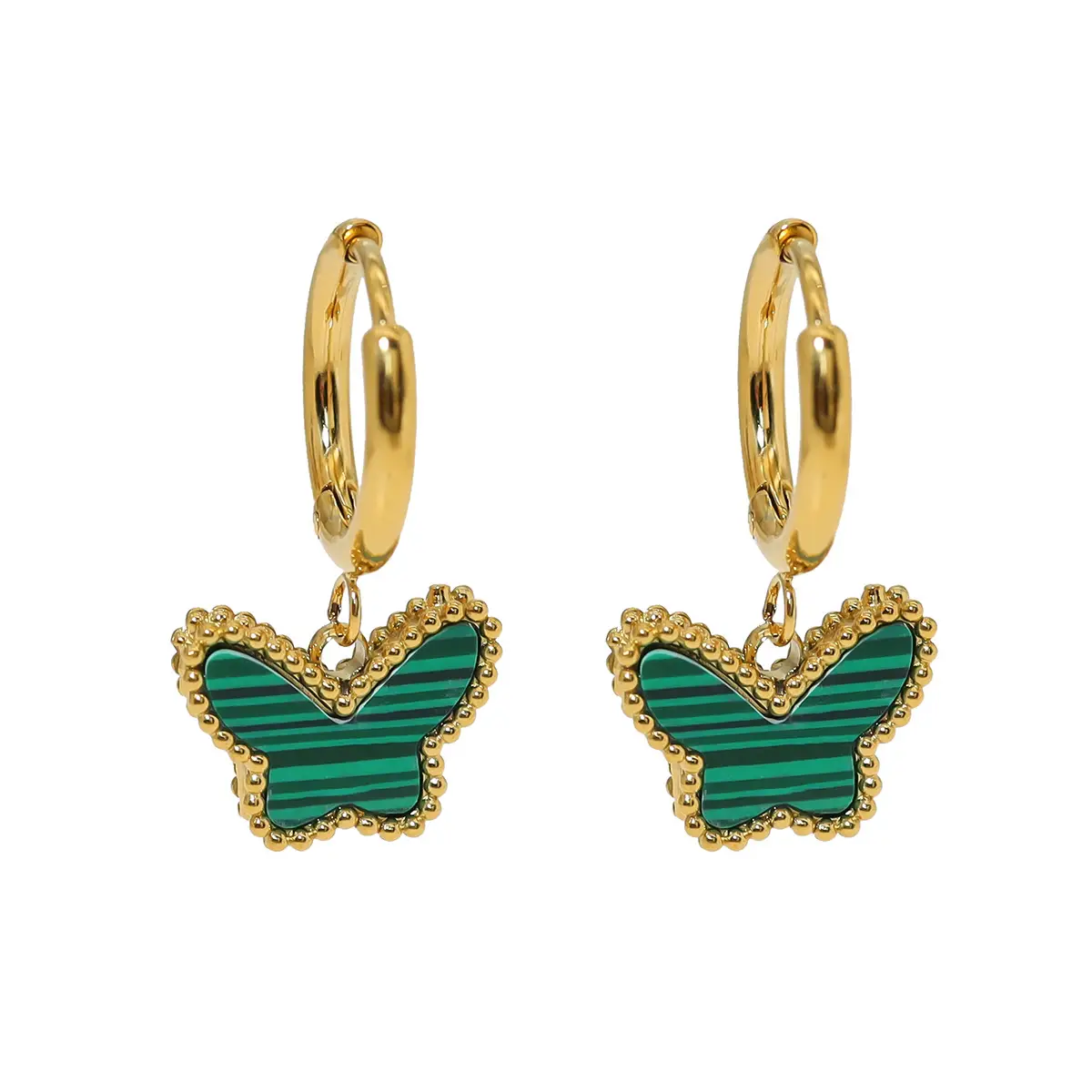 18K Gold Titanium Steel Pearl Earrings