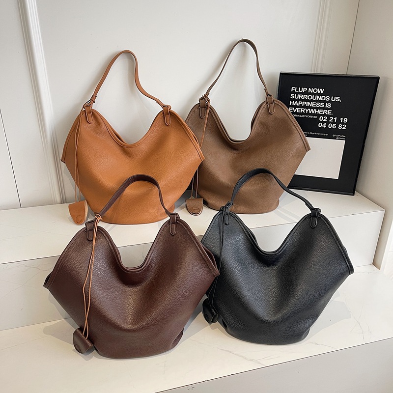 Vintage Lychee-pattern Tote Bucket Bag For Women