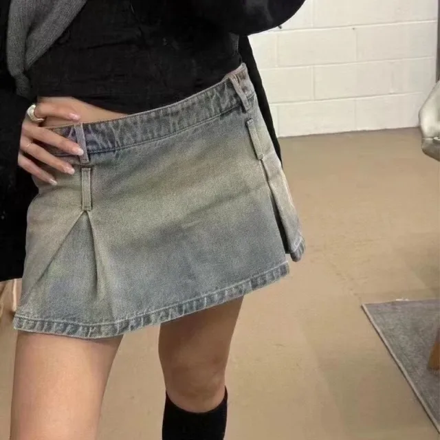 Washed Distressed A Line Denim Skirt - Shop at LoveMi
