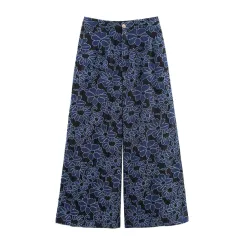 Loose Casual Simple Style Embroidered Commuter Trousers - View 1