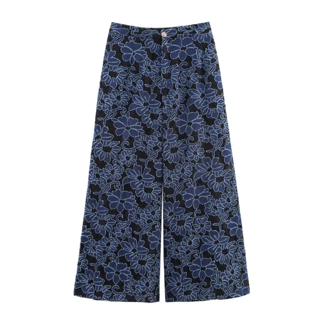 Loose Casual Simple Style Embroidered Commuter Trousers - Shop at LoveMi