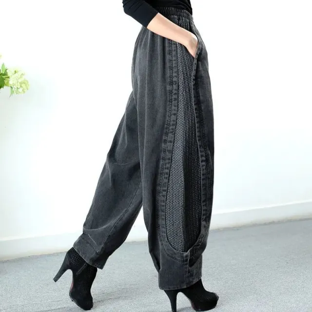 Women's Loose Casual Elastic High Waist Jeans Black - Shop at LoveMi