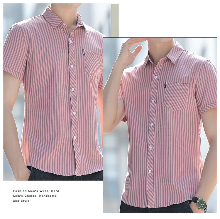 Summer Mens Wrinkle Resistant Striped Drape Shirt Summer Mens Wrinkle Resistant Striped Drape Shirt