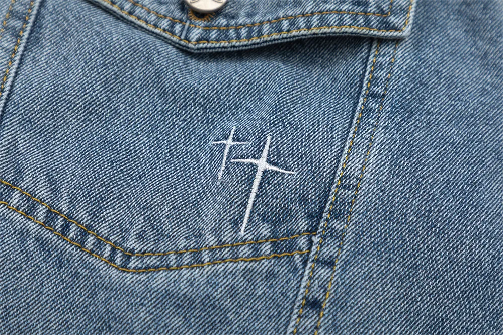 American High Street Letter Embroidery Denim Clothes Jacket