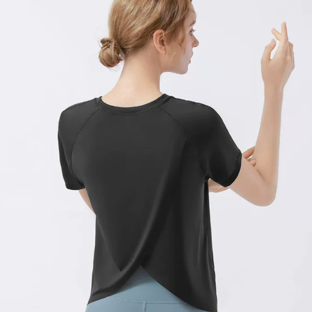 Summer Crew-neck Athletic-style Figure-flattering Yoga Top