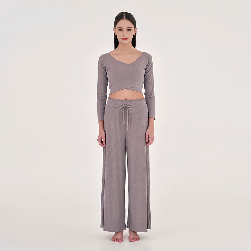 Cross V-neck Off-the-shoulder Top Baggy Pants Mouth Yoga Suit