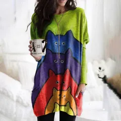Huangshi Printed Long Sleeve Color Matching Casual Pocket T-shirt - Fl22091L1 - View 1