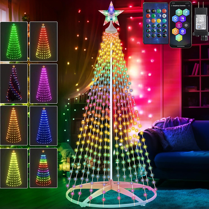 RGB Color-Changing Conical Remote-Controlled App-Powered IndoorOutdoor Tree Lights