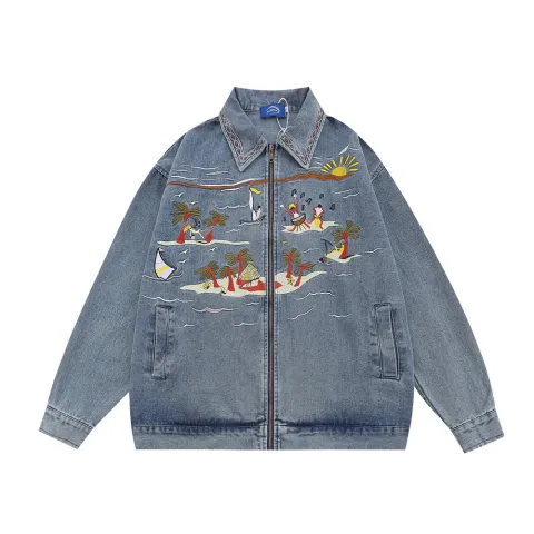 Punk Retro Cartoon Embroidered Denim Jacket