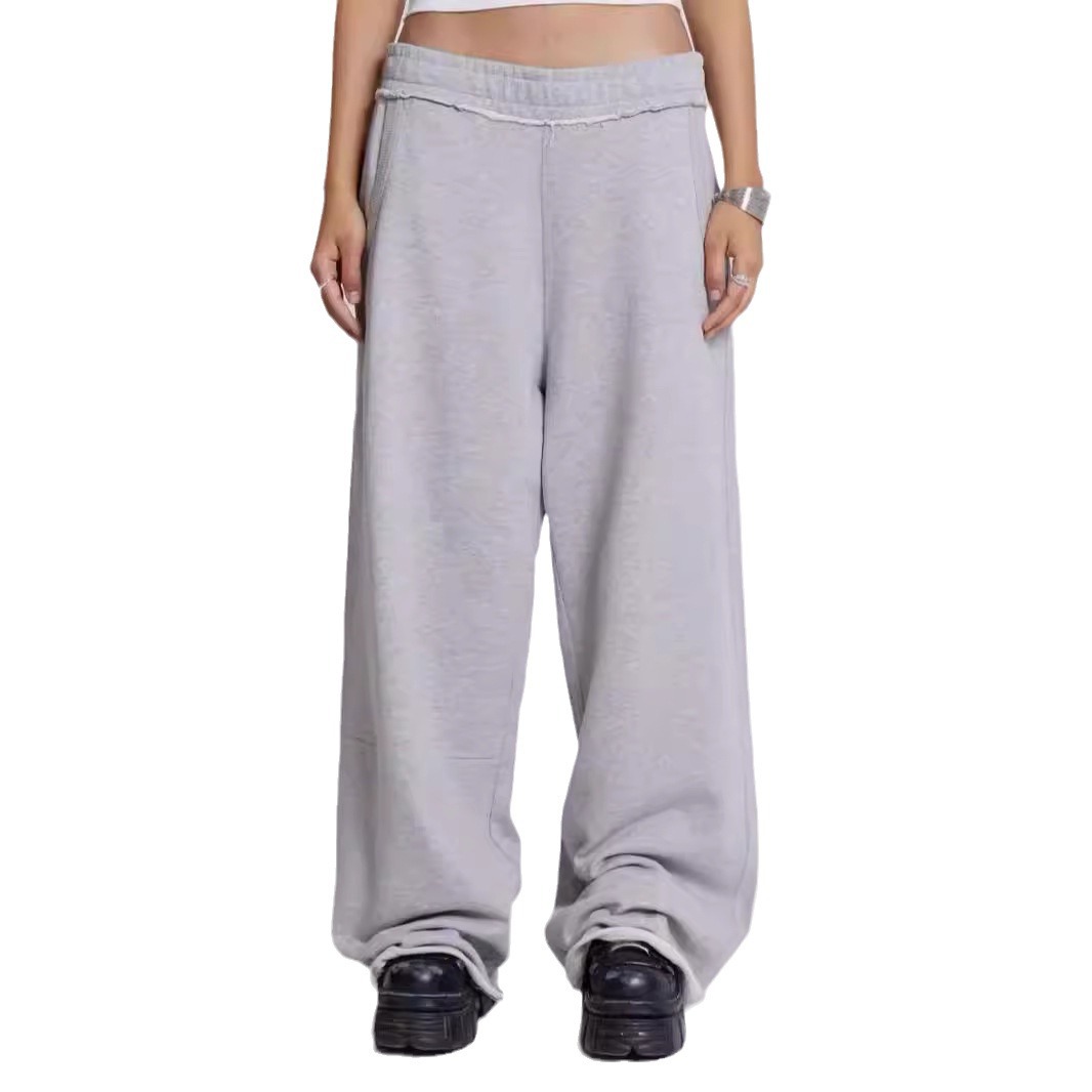 Gray Casual Pants Sweatpants Male And Female Personality Street