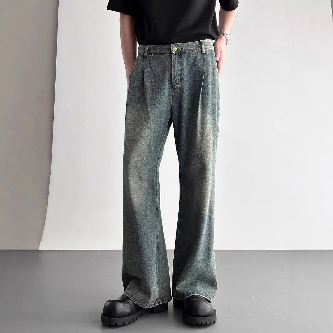 American-style Retro Minimalist High-end Pleated Jeans