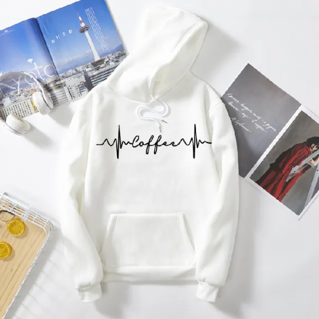 Harajuku Style Fleece lined Thickened Hooded Sweatshirt White - Shop at LoveMi