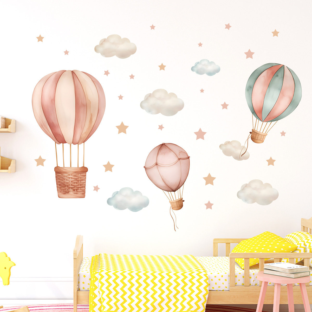 Title 6, Cloud Hot Air Balloon Self-adhesive Wall Sticke...