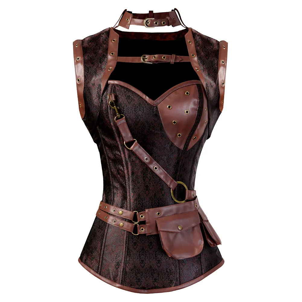 Retro Gothic Punk Corset - Brown