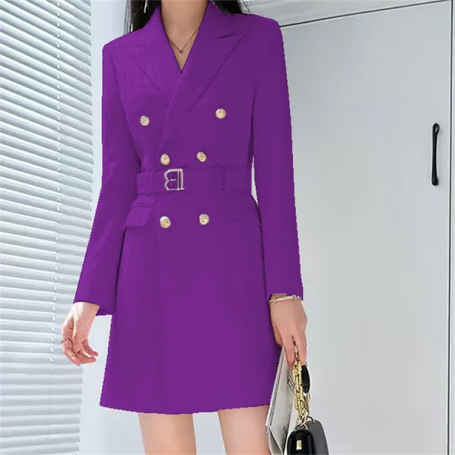 Office Lady Style Slimming Waist Trimming Coat Women's Top Purple - Shop at LoveMi