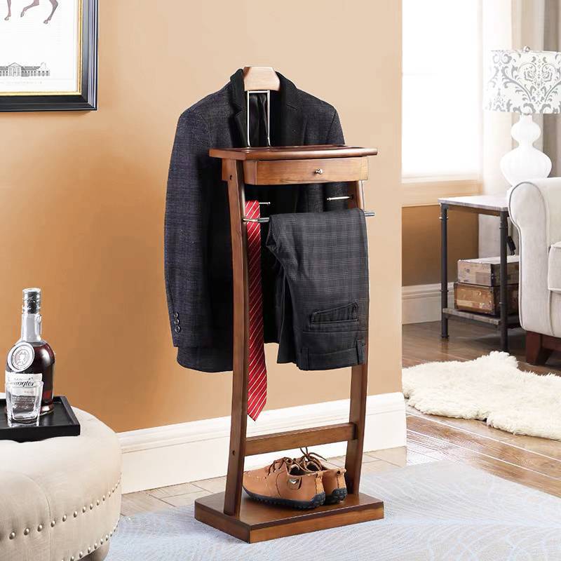 American-style Solid Wood Floor-standing Office Suit Hanger