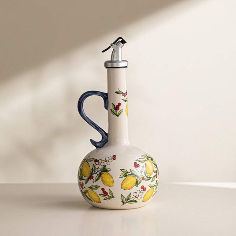 Hand-painted Ceramic Fish-shaped Olive Oil Potbottle