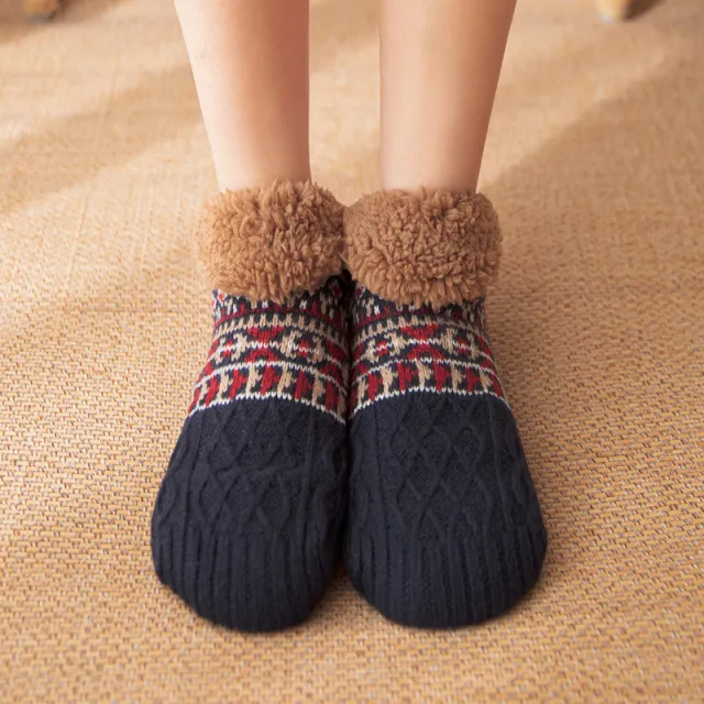Autumn And Winter Floor Socks Home Warm Women's Socks Snow Non slip Navy Blue - Shop at LoveMi