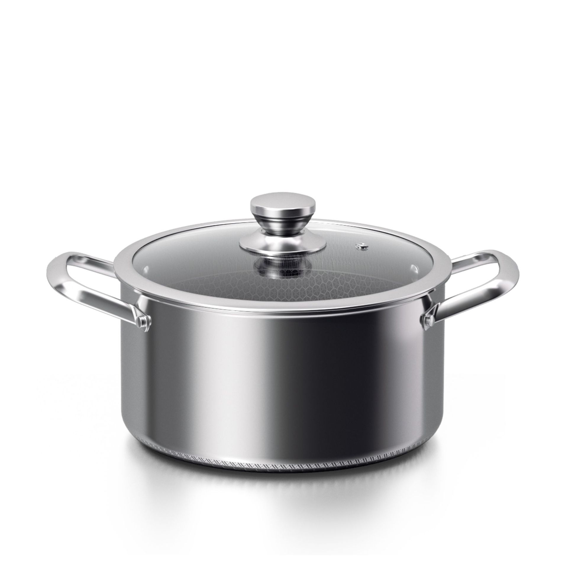 MOQ 10 Pcs 304 Three-layer Stainless Steel Non-stick Honeycomb Stew Pot With Two Handles