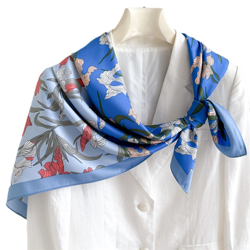 Fashion Printed Silk Scarf Twill Silk High Quality Square Scarf
