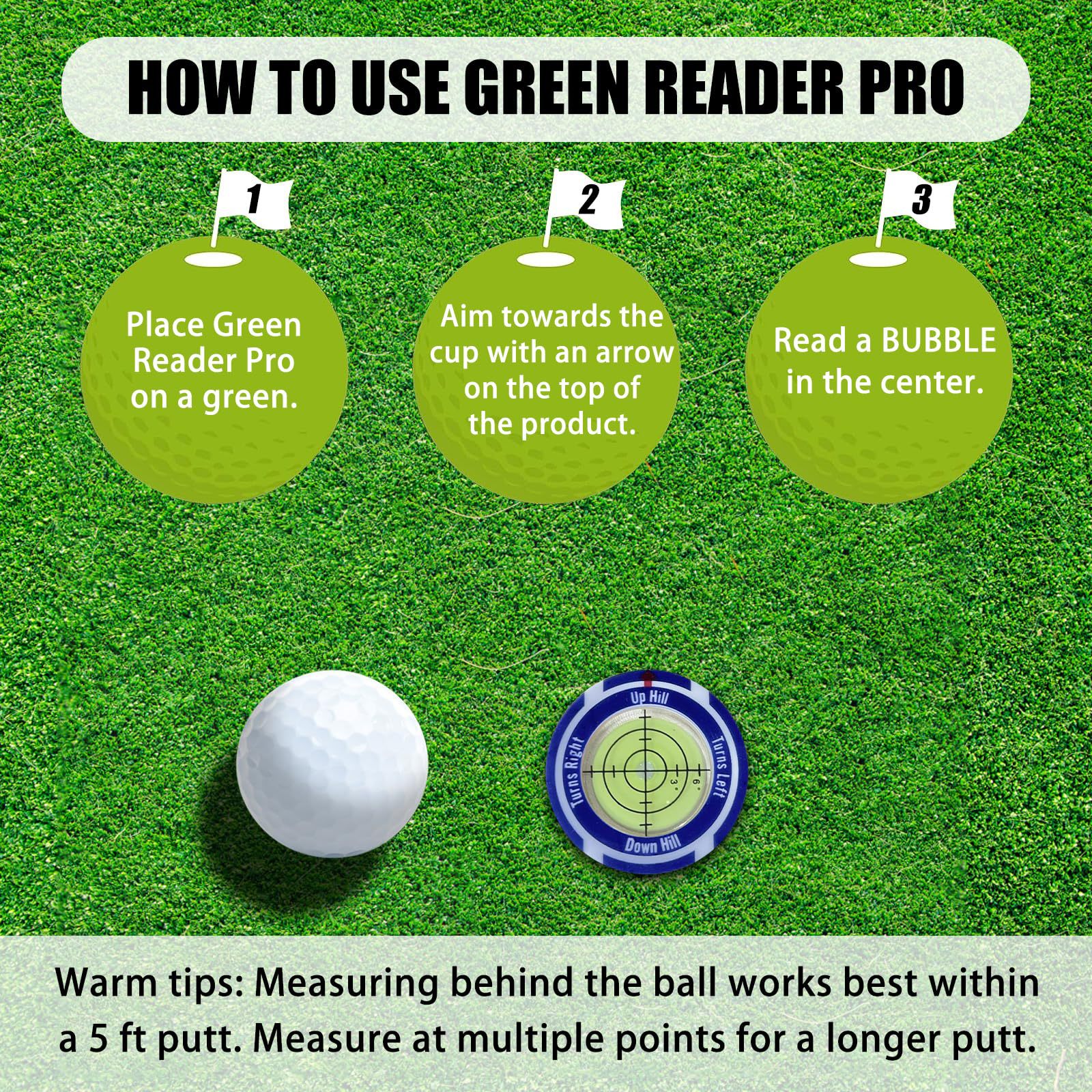 Golf Level Hat Clip Measurement With Position Mark Green Level - Image 19
