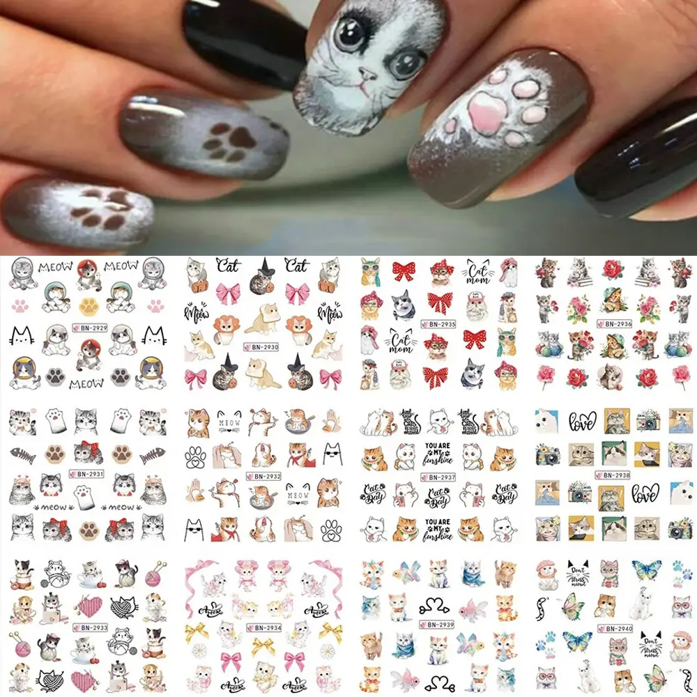 Cartoon Animal Nail Beauty Water Printing Stickers