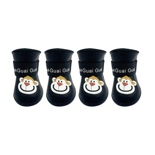 Cartoon Pet Boots Silicone Waterproof Non slip Soft Bottom Summer Cat Supplies Black - Shop at LoveMi
