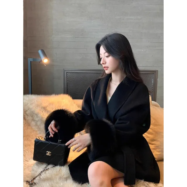 Autumn And Winter Fox Fur Double sided Coat Women's Senior Coat Black - Shop at LoveMi