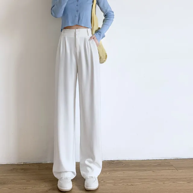 High Waist Drooping High grade Suit Pants White - Shop at LoveMi