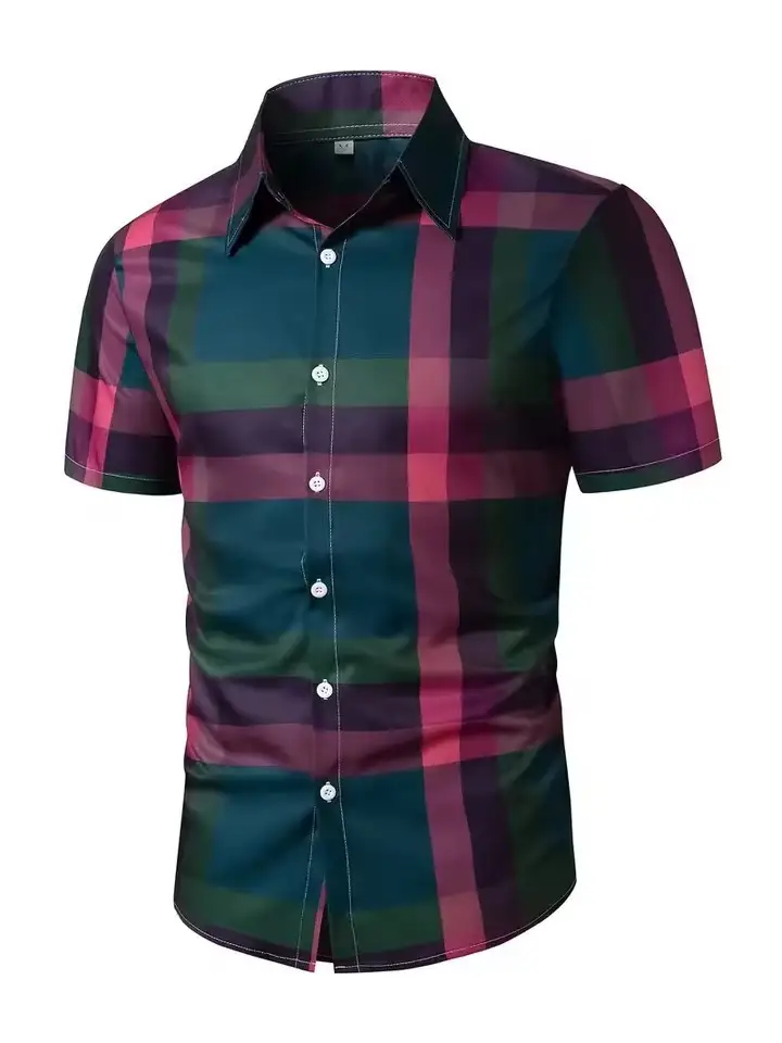 Men's Business Summer Wide Loose Shoulder Short Sleeve Single-breasted Shirt
