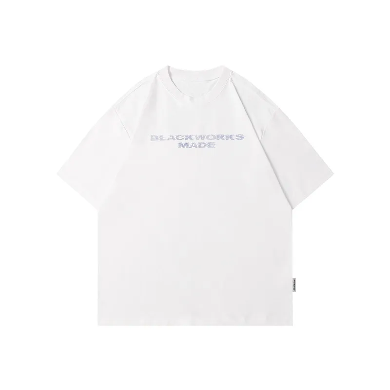 Summer Simplicity Letter Printed Round Neck Short Sleeve - White
