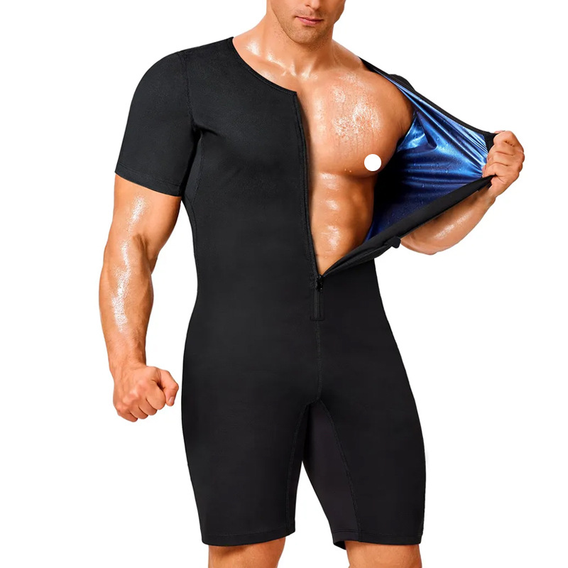 Zippered Short-Sleeve Cycling Fitness And Yoga Jumpsuit For Intense Sweating