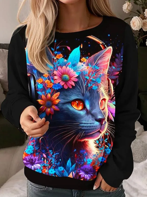 Casual Top Printed 3D Dense Round Neck Sweater Women's Printed Wear Cc14828 Yh02 3Xl - Shop at LoveMi