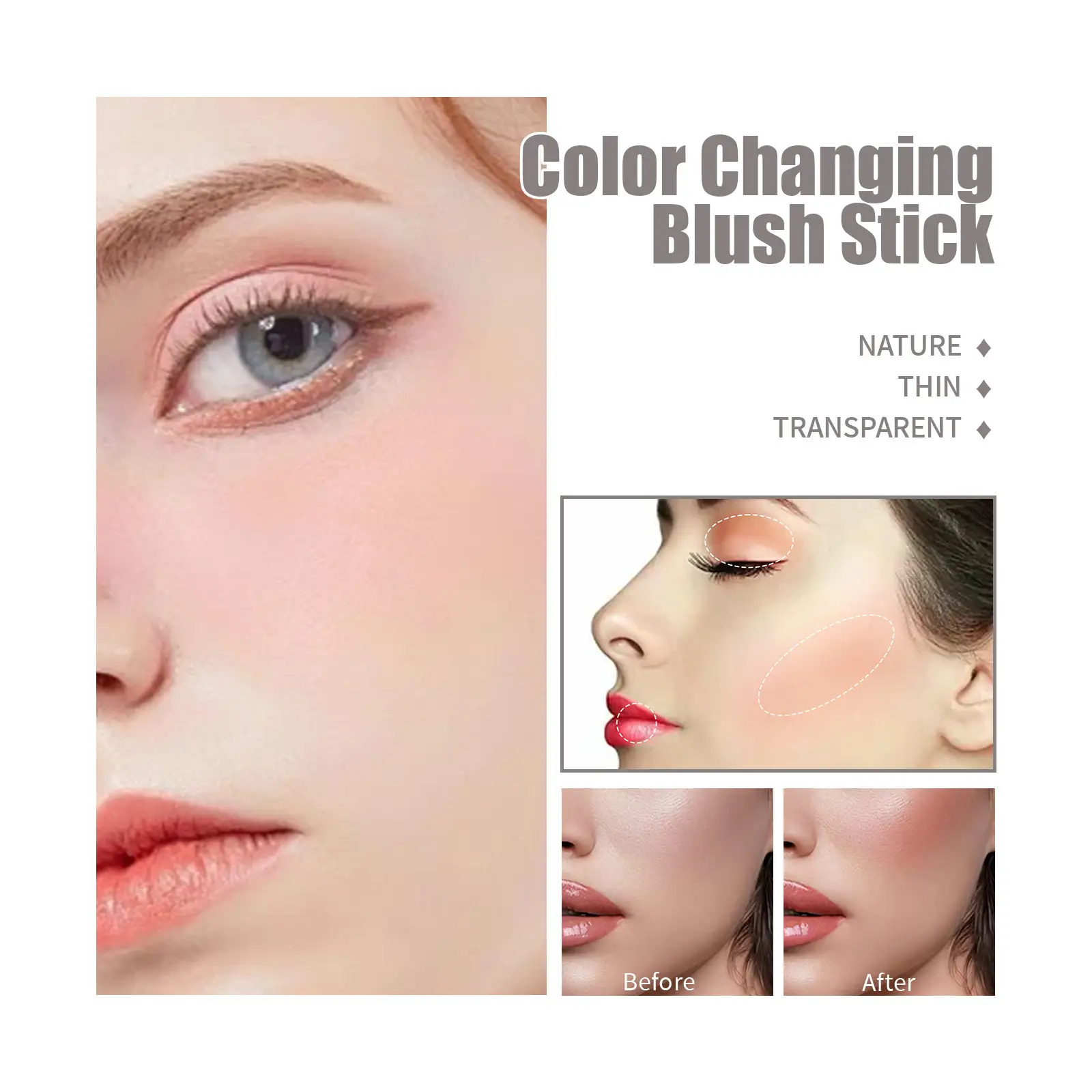 Warm Blush Stick Natural Transparent Uniform Skin Color Lip And Cheek Dual-use