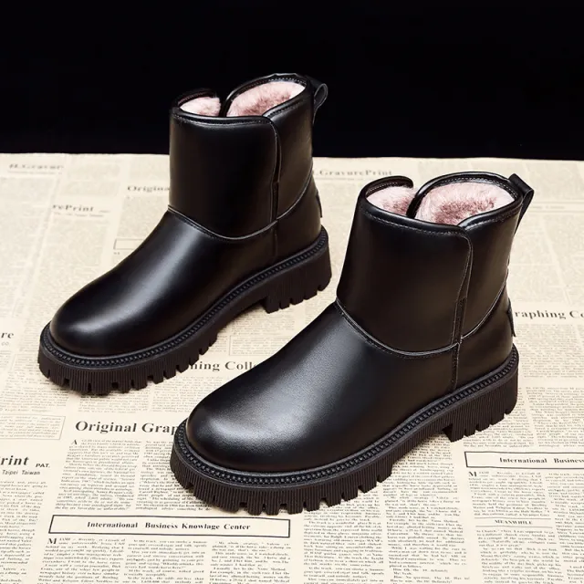 Fashion Retro Round Toe Martin Boots New Winter Black - Shop at LoveMi